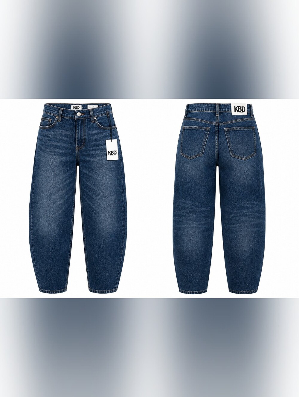 KBB by KAHLANA Barrel Leg Jeans 6 Mid Rise Dark Wash NWT Relaxed Streetwear 90s